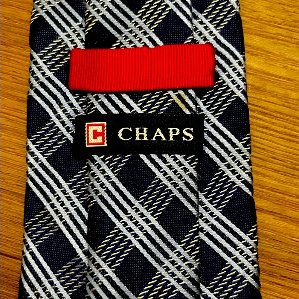 Chaps Navy and White Plaid Men's Tie